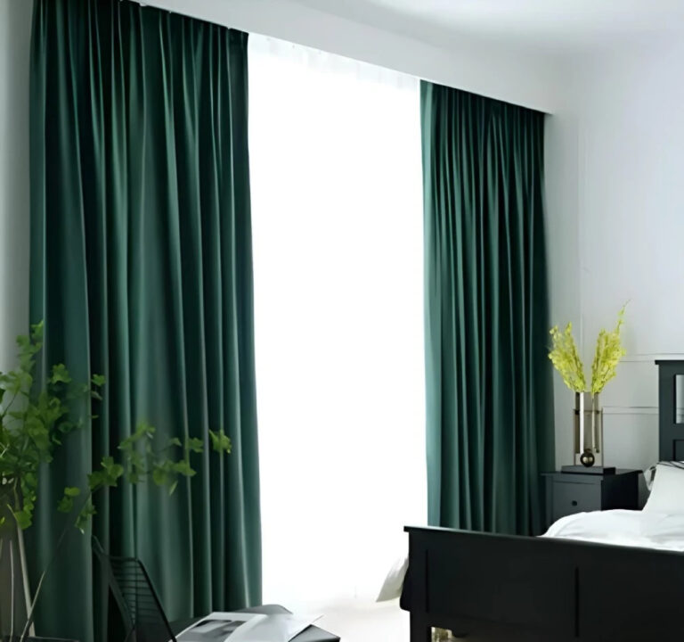 Premium polyester blackout curtains in Dubai bedroom 1 1 768x720