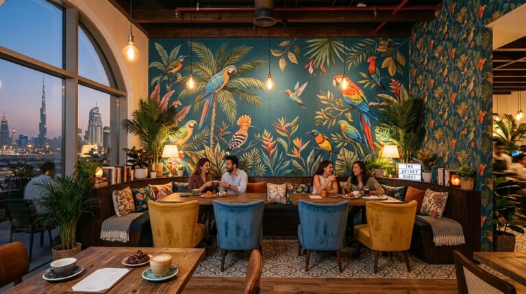 A cozy Dubai cafe seating are 1 768x429